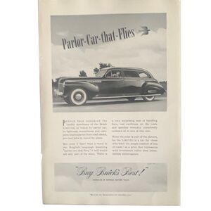 Vintage 1941 Buick Parlor Car That Flies Ad Advertisment